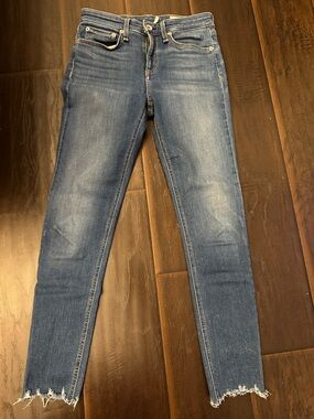 rag & bone Distressed Hem Blue Skinny Jeans